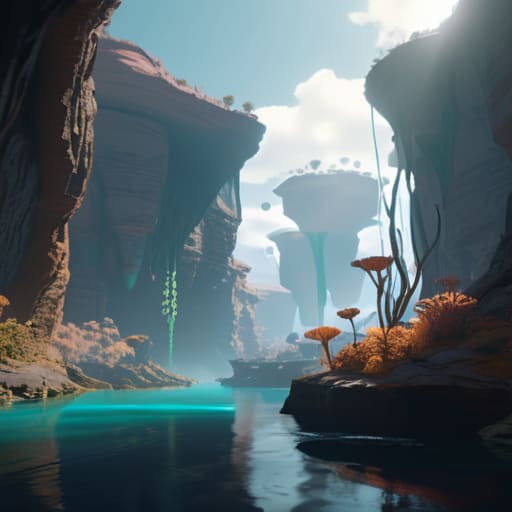 Immersive digital concept art environments.